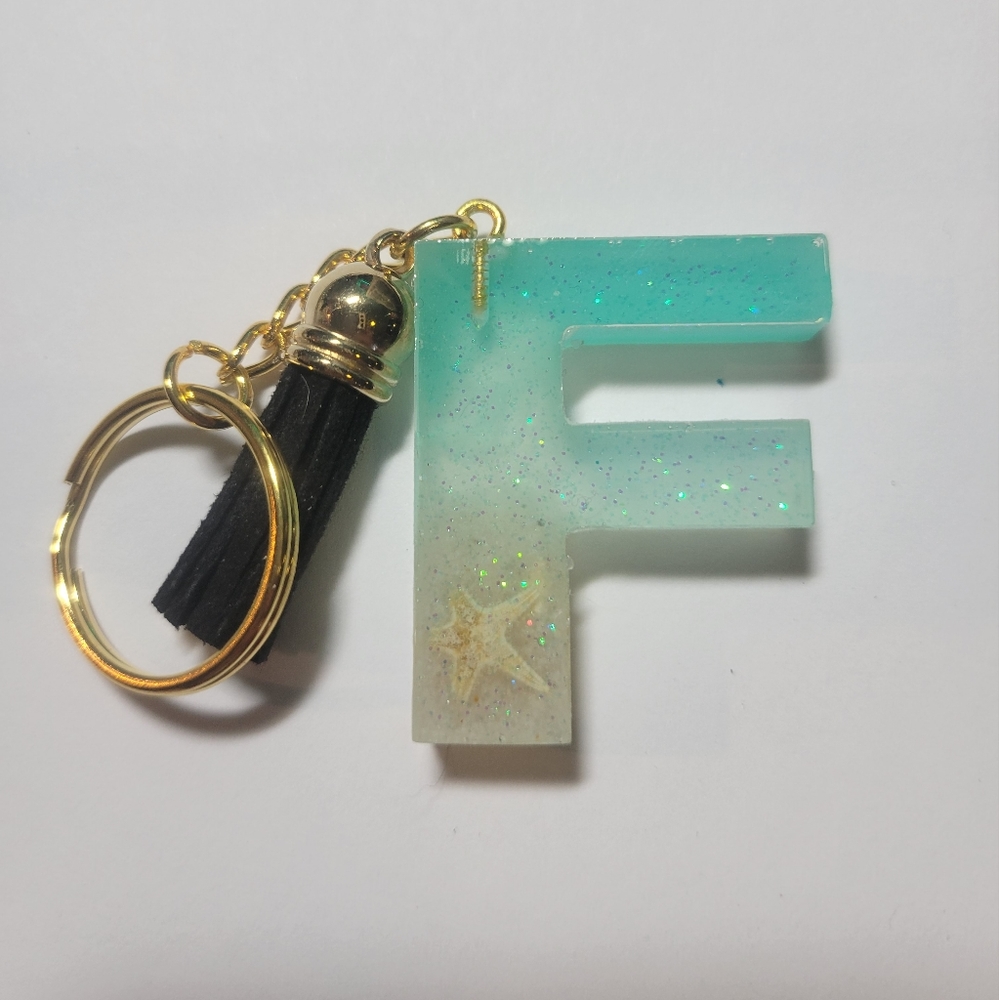 Initial F beach themed key chain.